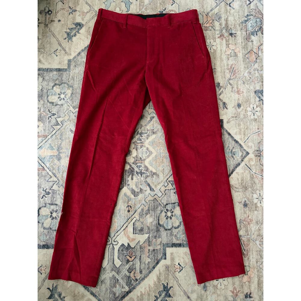 J.Crew Ludlow Corduroy Pants Mens 32x32 Red Slim Fit Stretch Flat Front